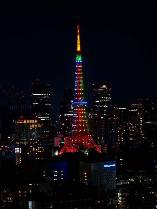 東京タワー　五色幔幕ライトアップ