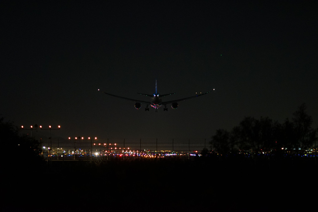 夜の福岡空港飛行機撮り