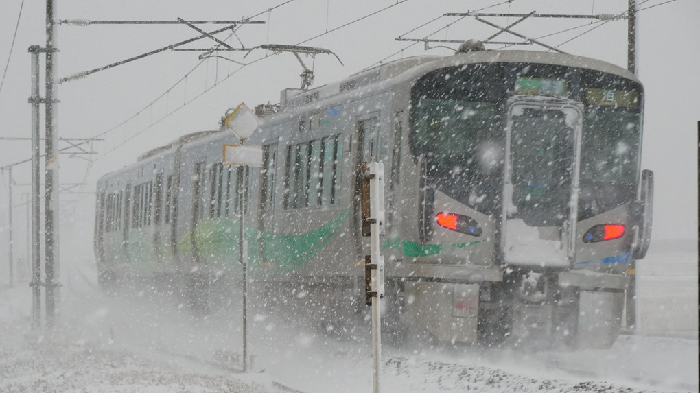 吹雪きの中で