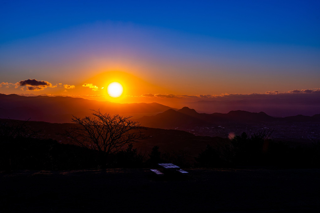 滝知山（熱海）より夕陽を望む
