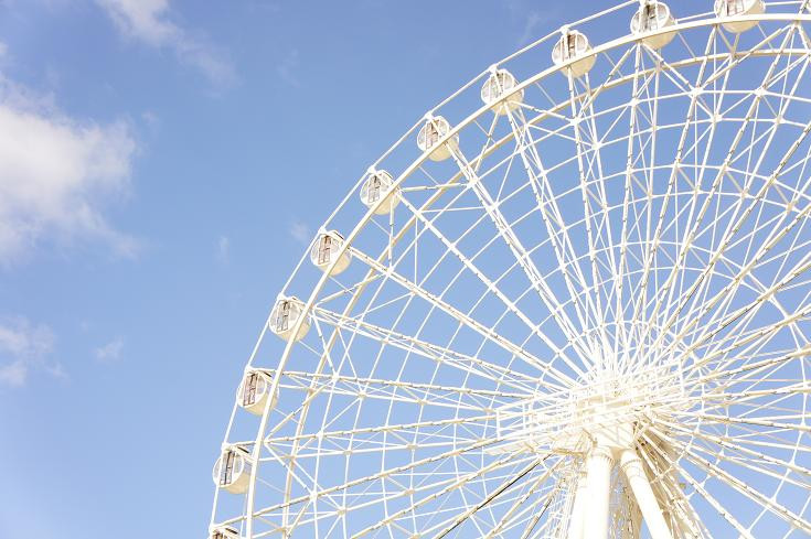 A giant white ferris wheel