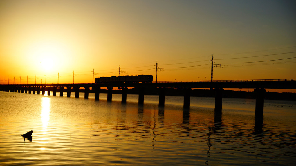 北浦橋梁・夕暮れ時1