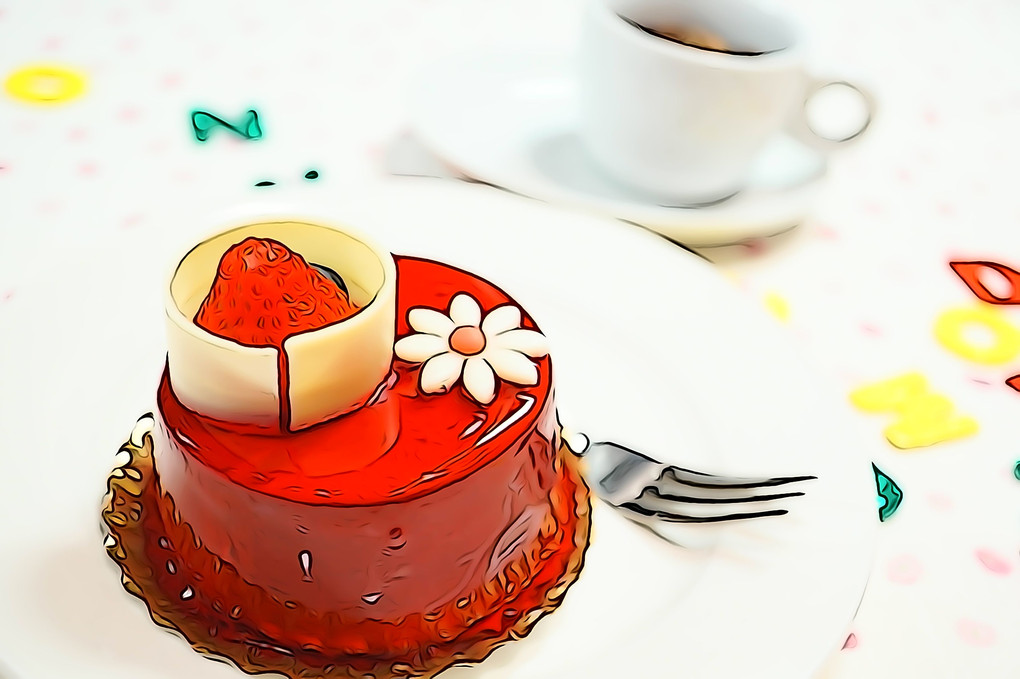 αCafe体験会（大阪）＠イチゴのジュレケーキ（イラスト調）