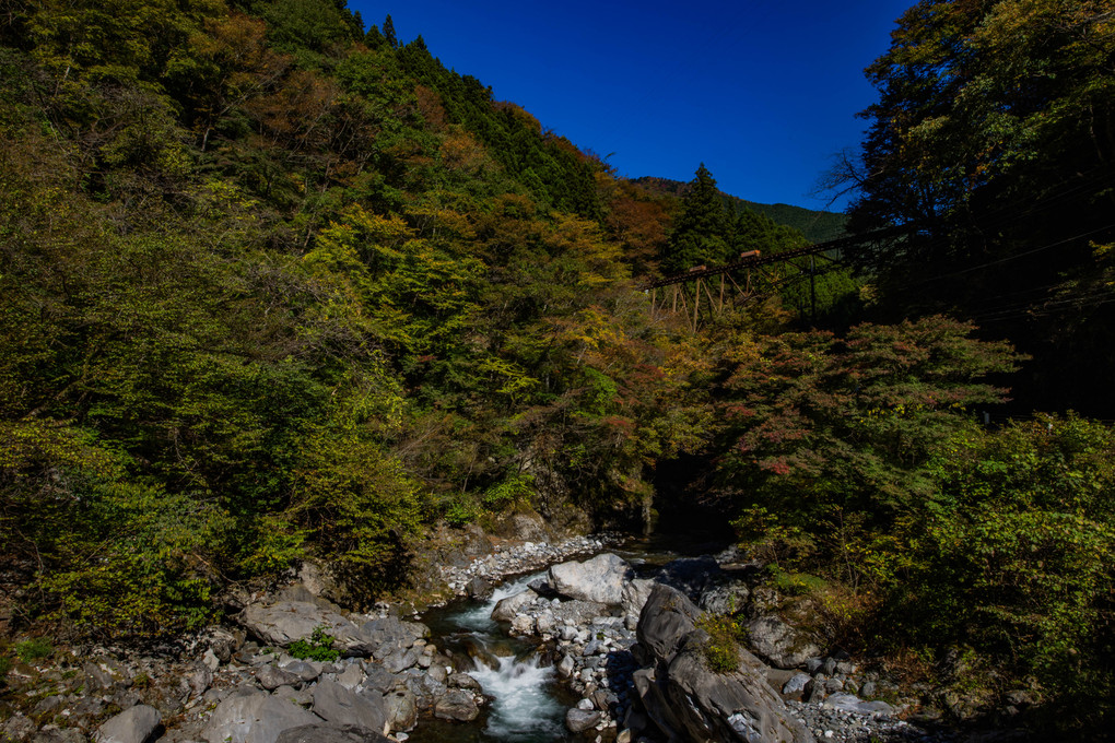 日原石灰紅葉景色