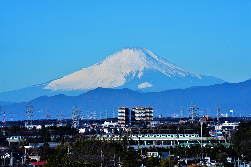 昨日の春一番で綺麗になった今朝の富士山