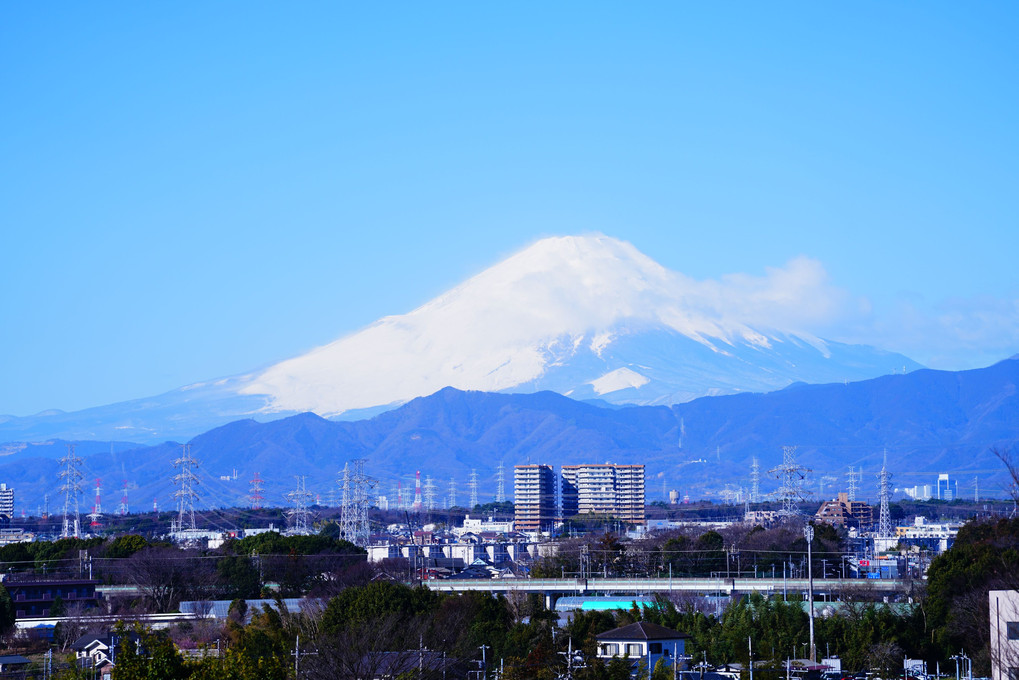 今朝の富士山 🗻　伊豆の峰々から大山と共に ❣