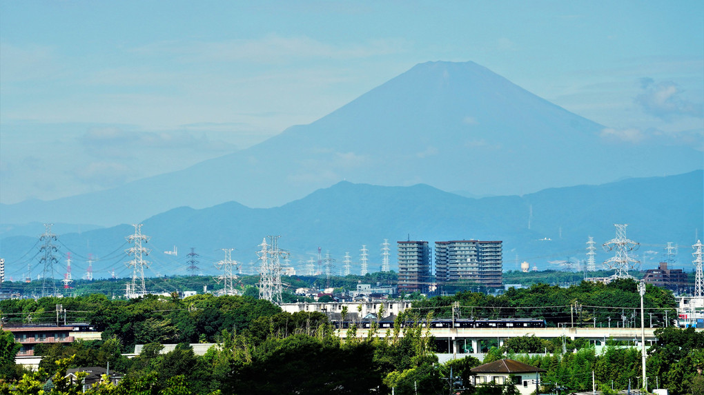 今朝の富士山　相鉄・いずみ野線「ヨコハマネイビーブルー」の車両と共に❣