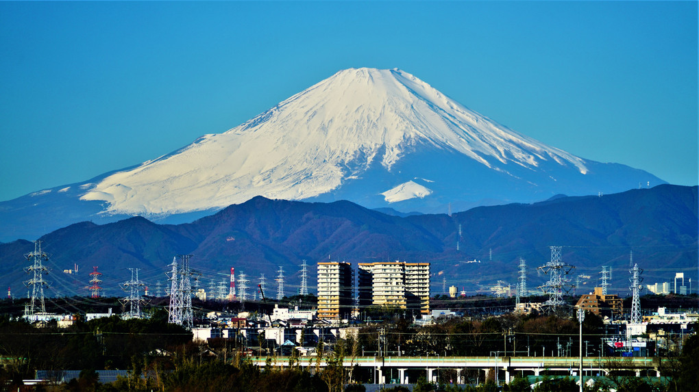 北風でクリアーの空の下　今朝の富士山 🗻