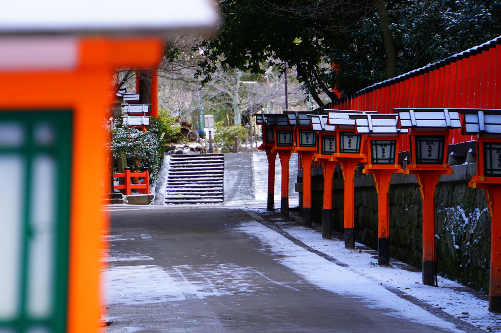 京都　祇園雪化粧