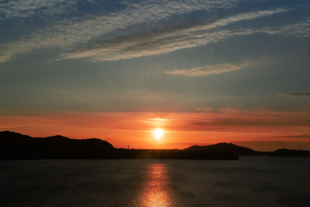 浜名湖の煌めきと夕焼け風景