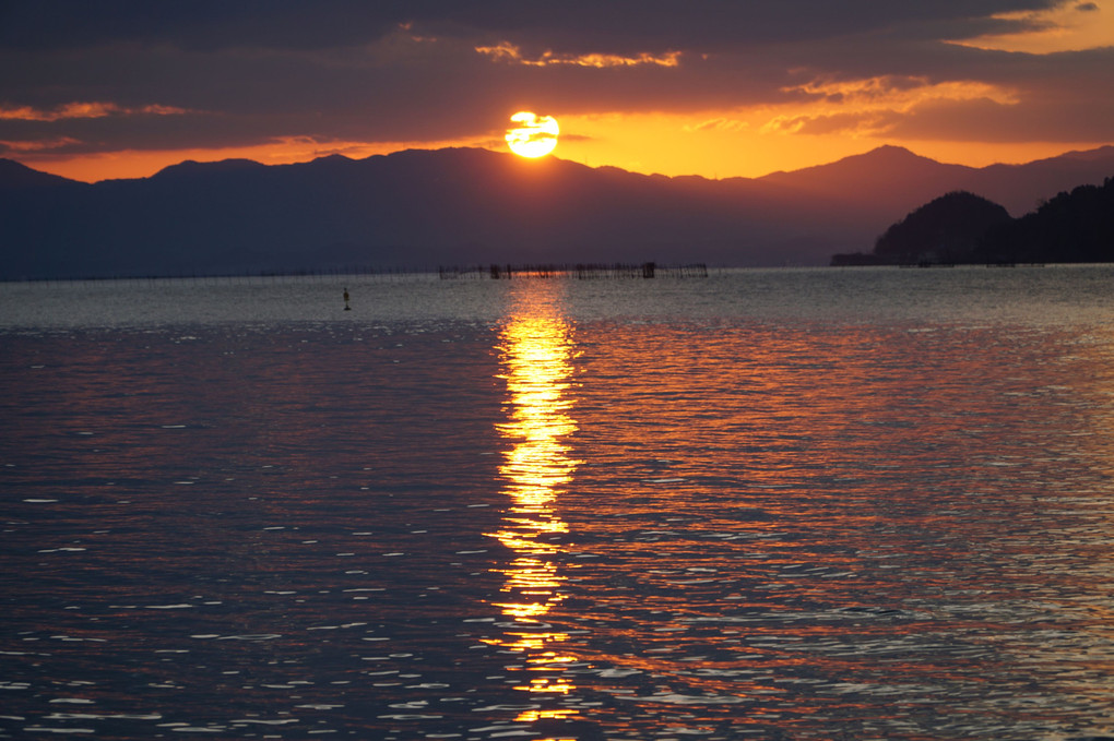 落陽　琵琶湖