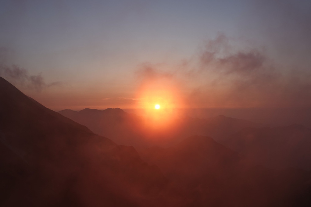 五竜山荘から見た夕日