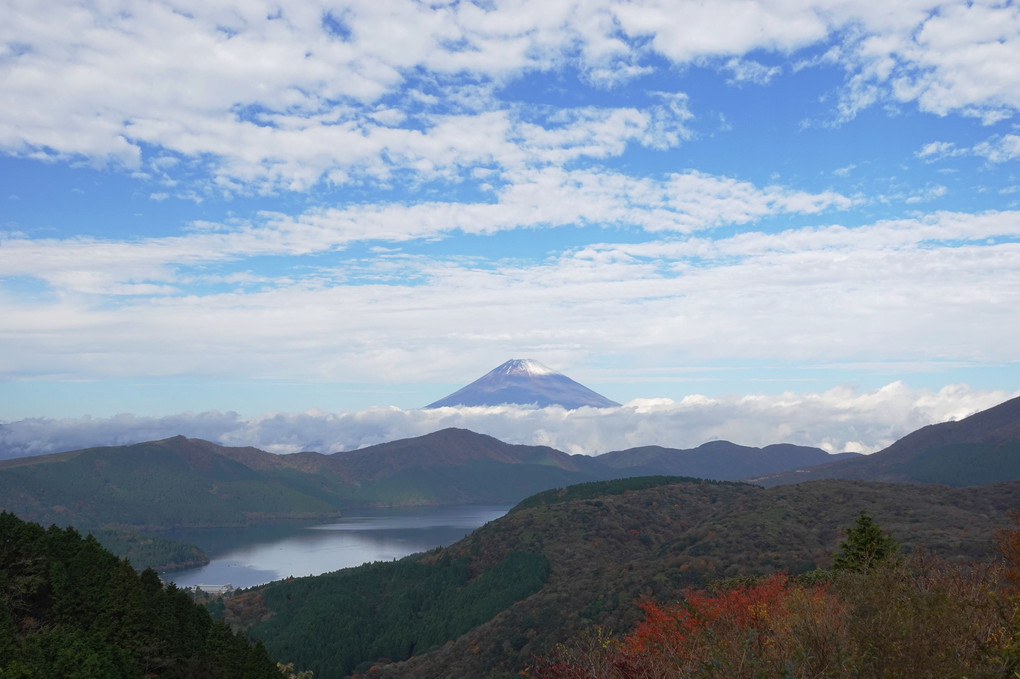 大観山で迎えた朝　富士と芦ノ湖の眺望