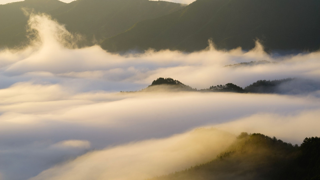 雲に浮かぶ山