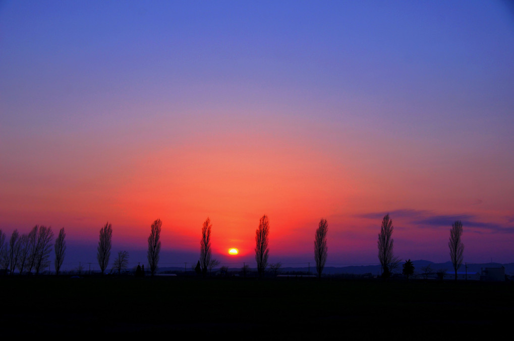 石狩平原の夕陽