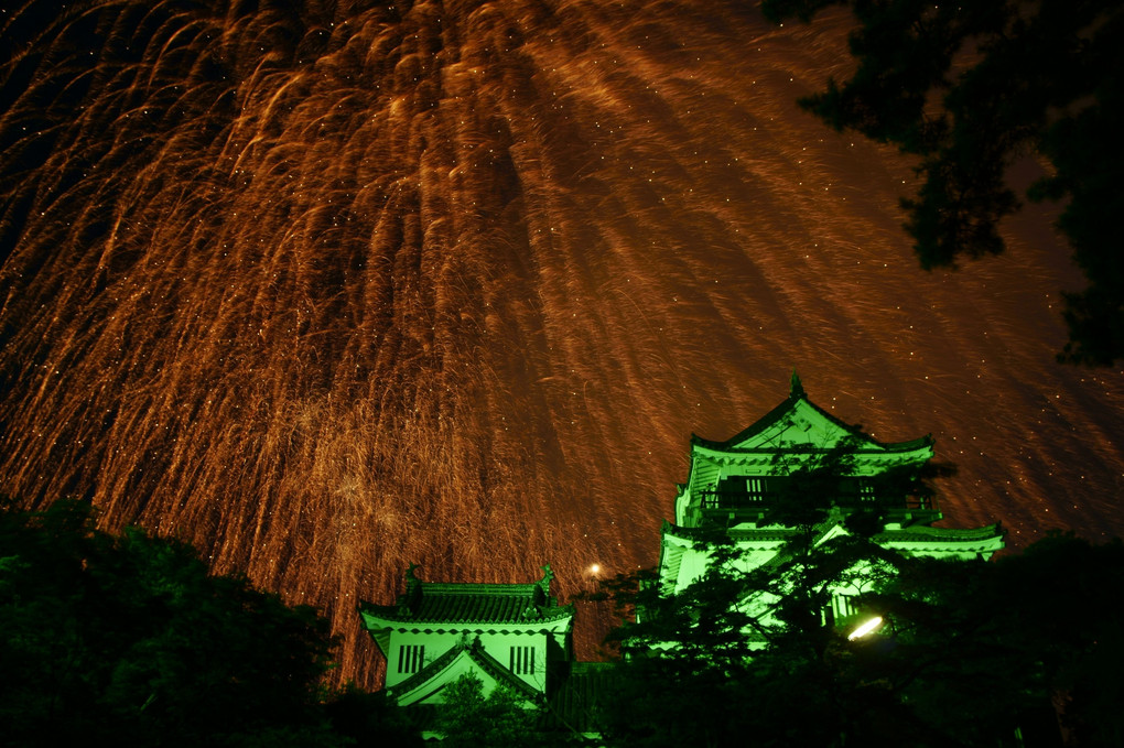 岡崎の　城に咲く花　夏花火