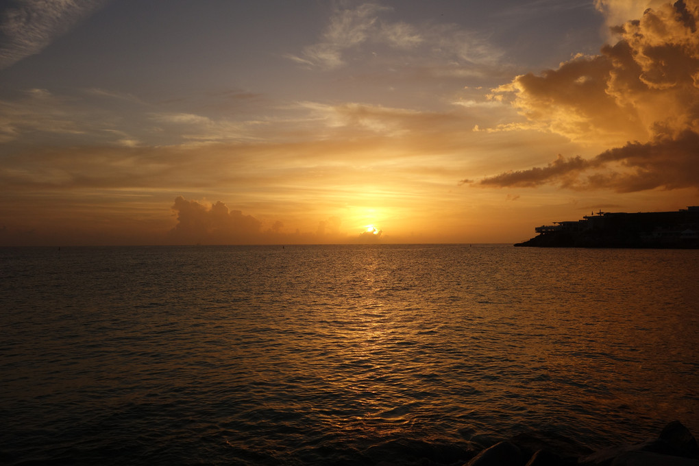 カリブ海に沈む夕陽