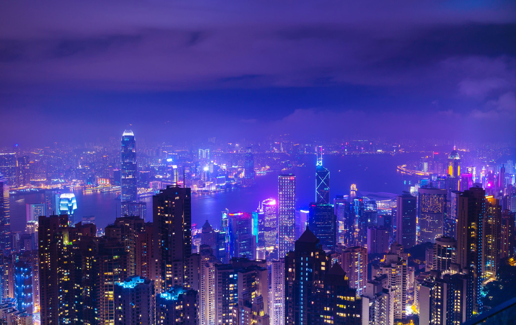 元旦の香港、ビクトリアピークの夜景