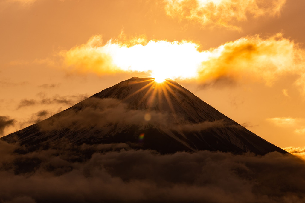 初日の出　富士山　竜ヶ岳
