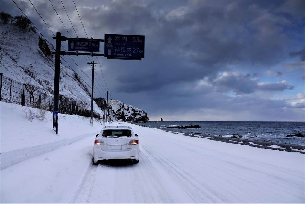 冬の積丹－３　神威岬遠望