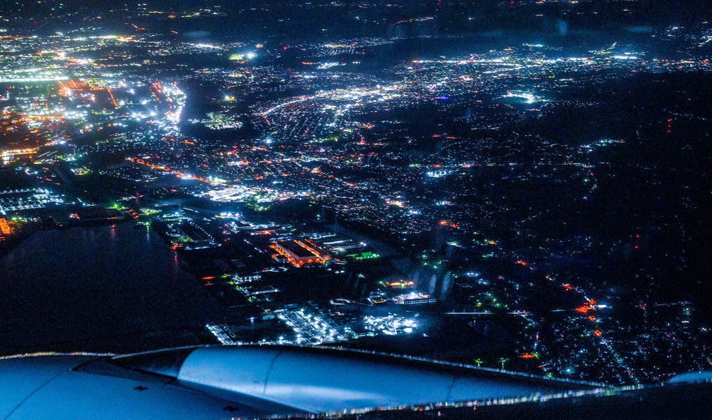 飛行機から見る夜景