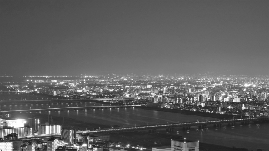 大阪モノクロ夜景