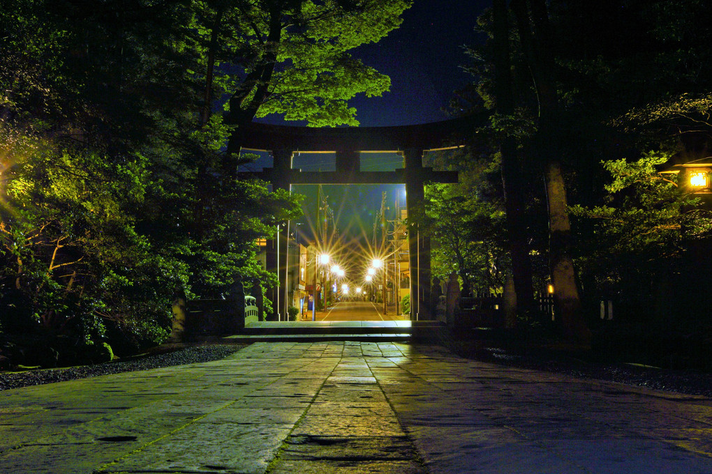 神社参道の夜