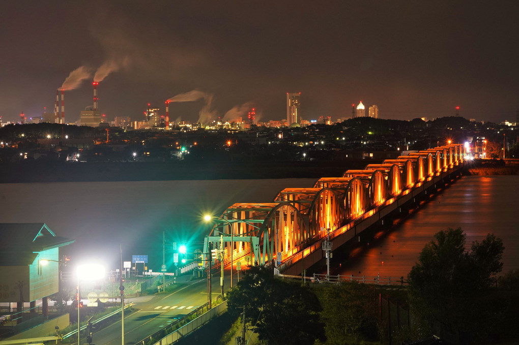 松浜橋と新潟の夜景