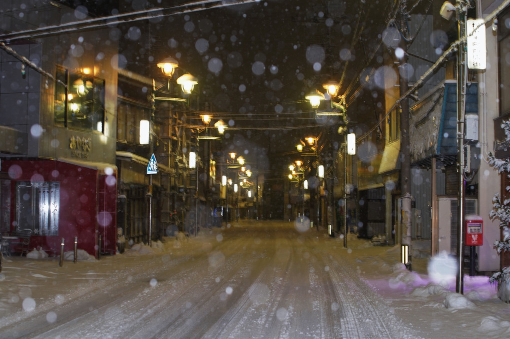 雪の松浜商店街