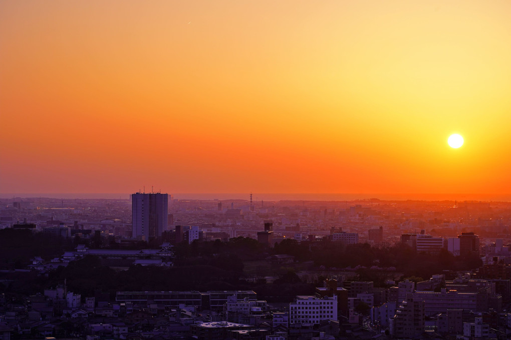卯辰山公園 見晴らし台からの夕陽