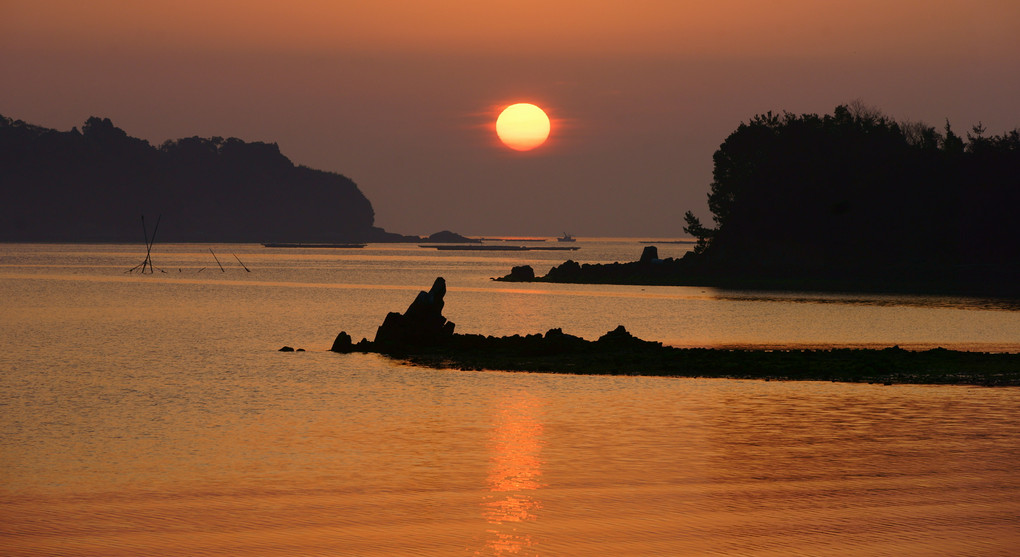 虫明の日の出風景！