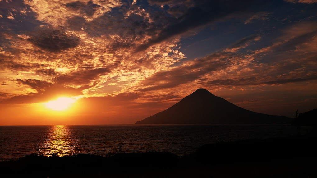 開聞岳　夕景