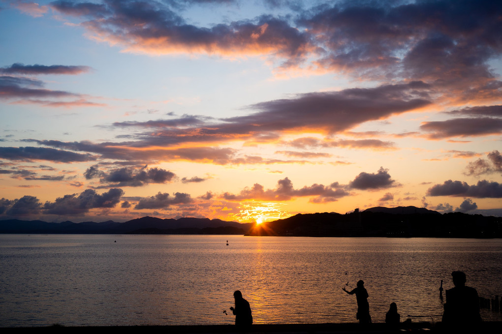宍道湖と夕陽と剣玉