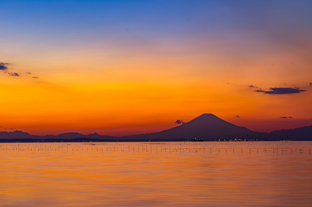 江川海岸より、富士の夕暮れ