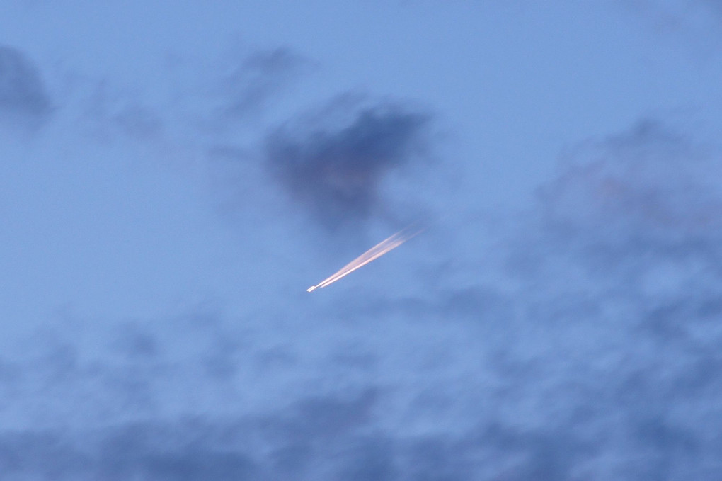 夕方の飛行機雲