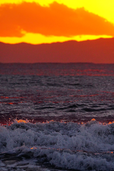 片瀬西浜からの夕陽