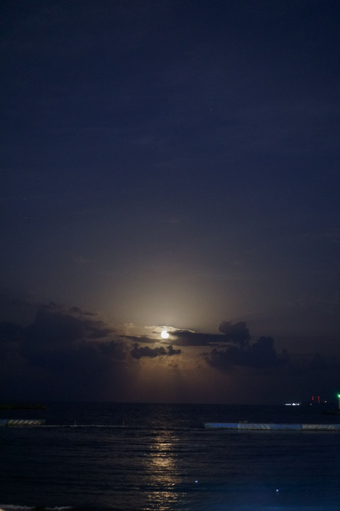 熱海海岸に上る月