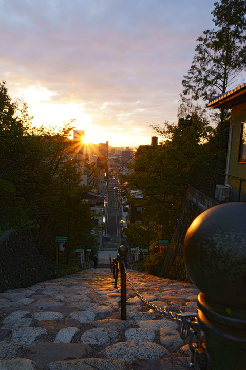 道後　神社からの夕日