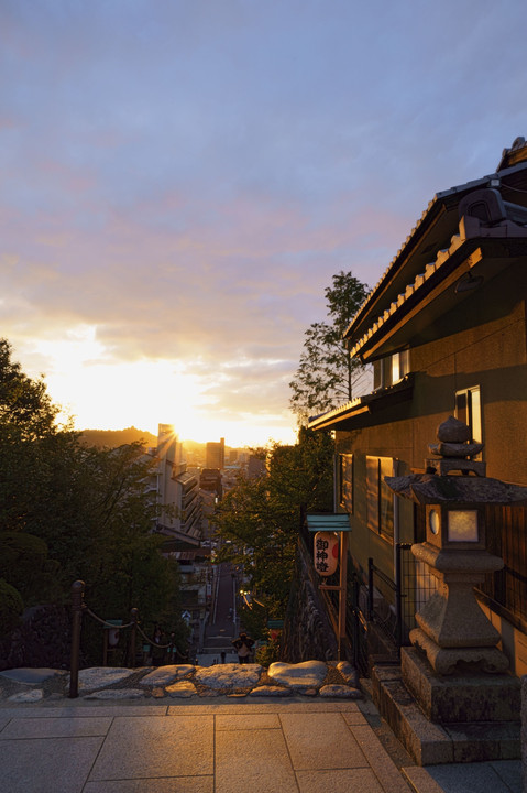 道後　神社からの夕日