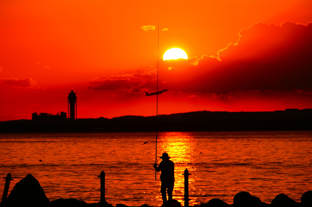 夕日と釣り人♪