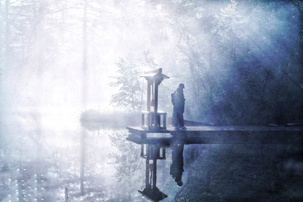 朝靄の二人❤️～神降地、明神一之池～