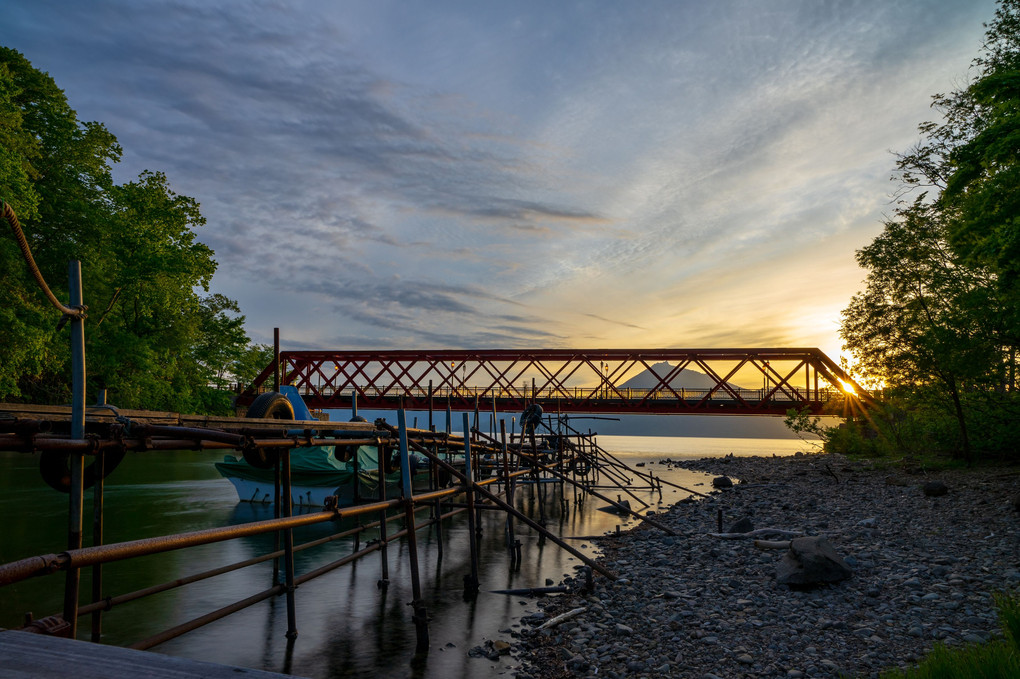 夕陽と鉄橋