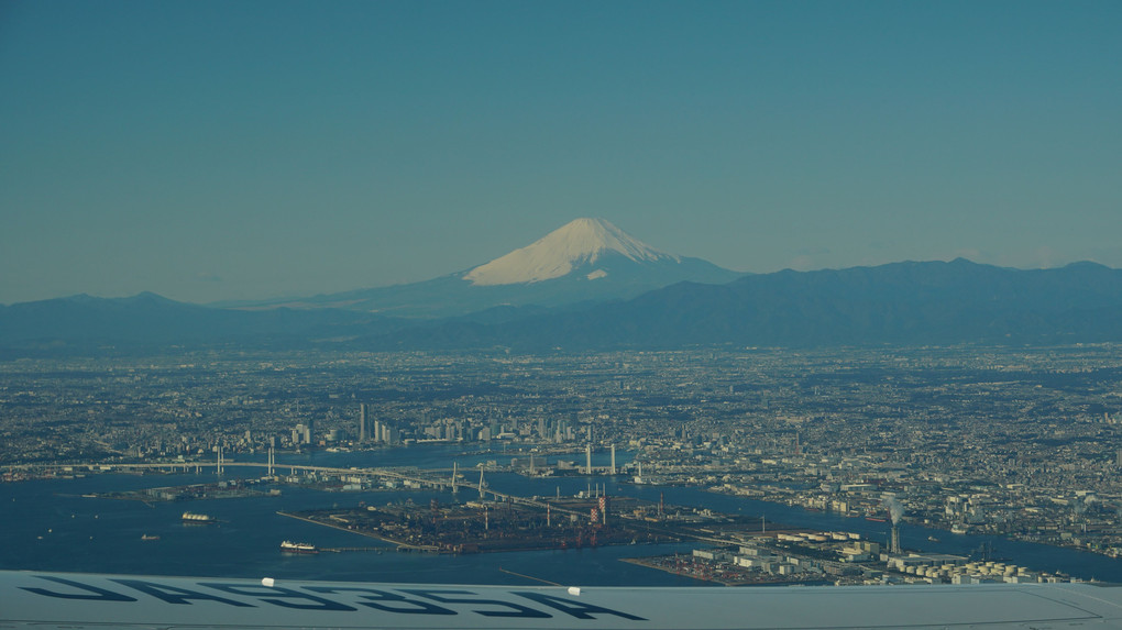 翼越しの富士山