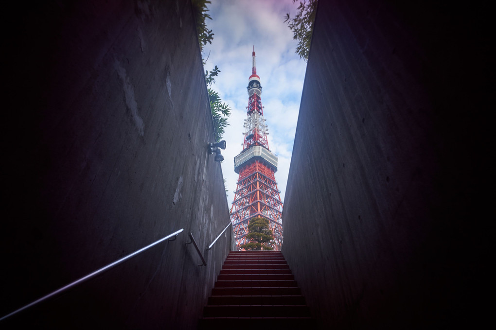 階段下から東京タワー