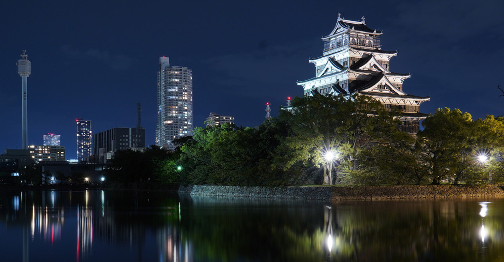 広島城の夜景