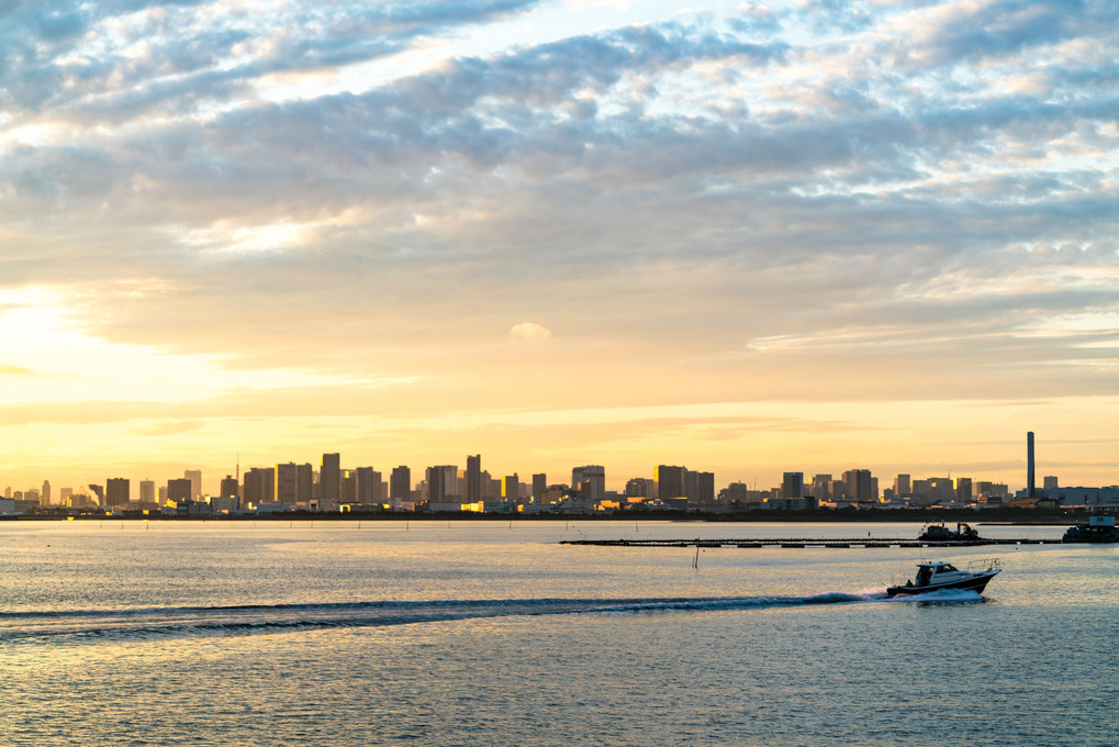 sunset view of tokyo bay