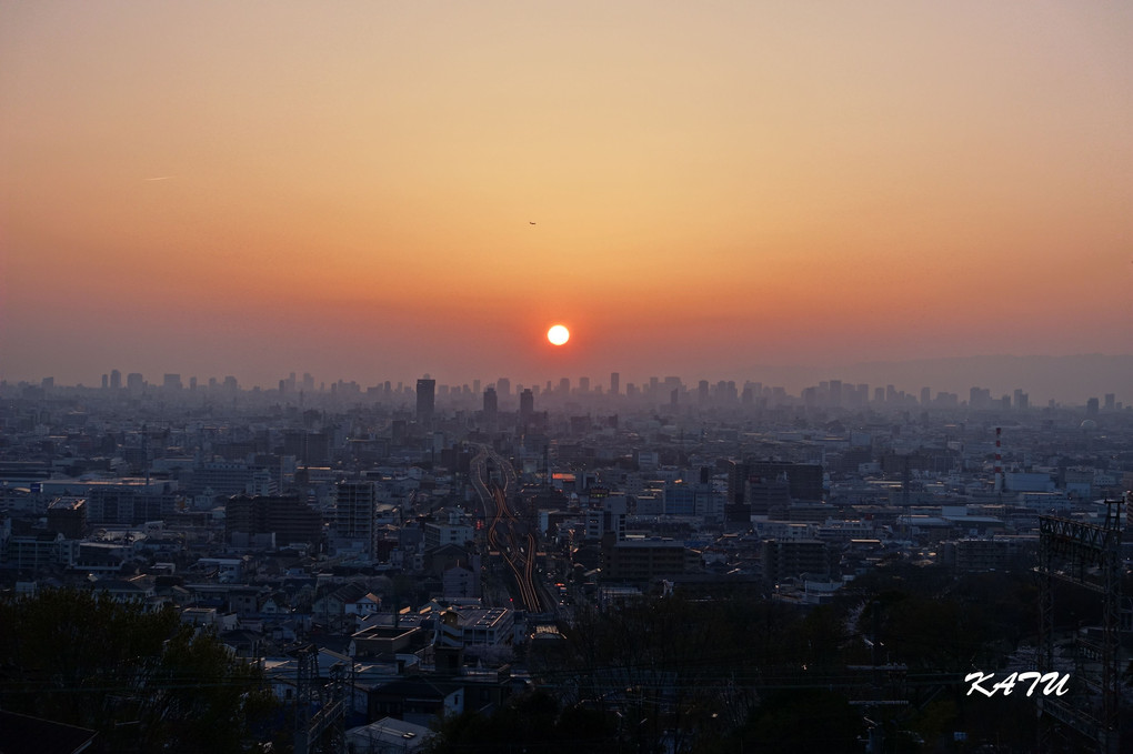 大阪平野の夕景