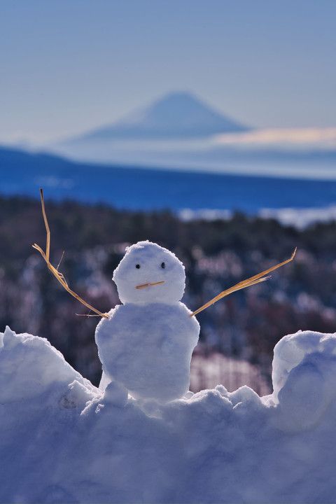 富士山と雪だるま