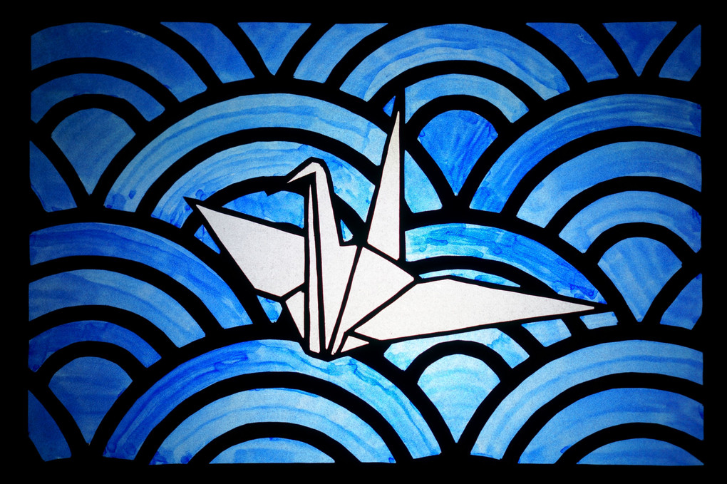 青海波と折り鶴