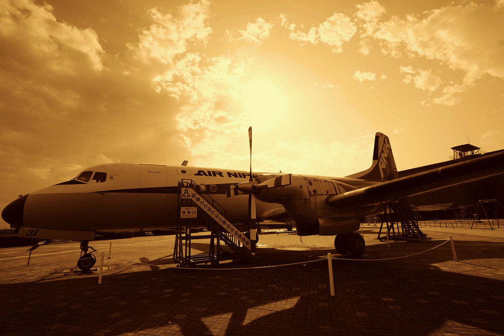sunset and aircraft